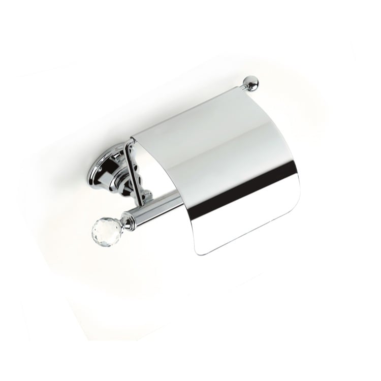 StilHaus SL11C-08 Toilet Roll Holder With Cover, Chrome Brass with Crystal